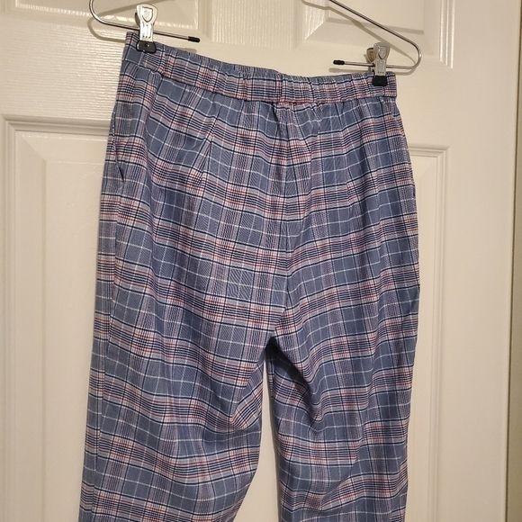 RILEY & RAE Womens Blue Plaid Cropped Pants Sz 2 - Picture 7 of 9